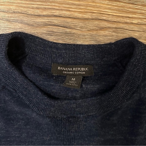 Banana Republic Dark Blue Organic Cotton Sweater Medium Casual - Picture 4 of 11